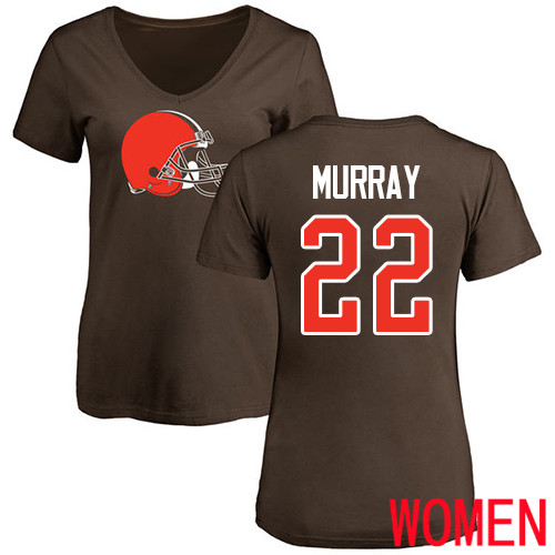 Cleveland Browns Eric Murray Women Brown Jersey 22 NFL Football Name and Number Logo T Shirt